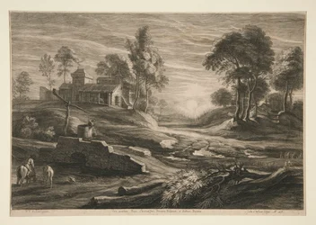 Farm and Stream at Sunset