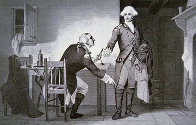 American Traitor: General Benedict Arnold Instructing Andre to Hide Papers in His Boot Top
