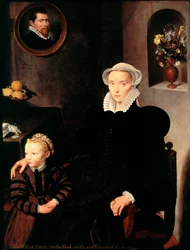 Portrait of the wife of the blacksmith and painter from Antwerp Quenston with her child