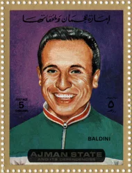 UAE Stamp Representing Cyclist Ercole Baldini (Born 1933)