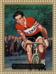 UAE stamp representing cyclist Federico Bahamontes