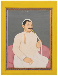 A seated portrait of Ram Chandra Lahiri, Dewan of Cooch Bewar (1829 - 1842, c. 1840)
