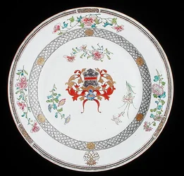 A famille rose armorial charger with the arms of Leonrodt of Austria