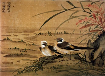 Chinese Art: Birds. Silk painting by Li Youen Kien from the 16th century. Paris, BN