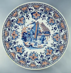 Faience Dish with Chinese Decor