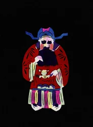 Male Character of the Empire. Painted Paper Cutting or "Jian Zhi", Chinese Folk Art, Beijing