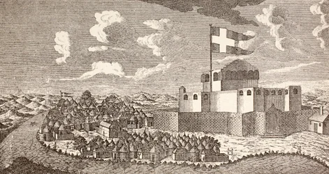 Danish Colonial Fort Fredensborg, Ningo, Ghana as it was in 1760