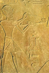 Ancient Egypt, Wall Carving, Karnak/Luxor, Hatshepsut Offers Incense