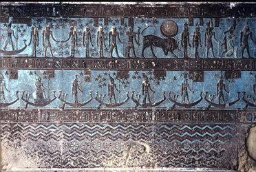 Ancient Egypt, Wall Painting/Carving, Astrological Symbols from the Ceiling of the Outer Hypostyle Hall, Temple of Hathor, Dendera