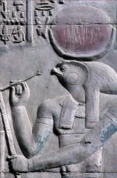 Ancient Egypt, Wall Painting/Carving, Horus Writes on Papyrus Scroll, Temple of Sebek and Horus, Kom Ombo