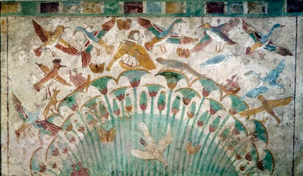 Ancient Egypt: Animals in a Papyrus Thicket, Limestone Fragment from the Tomb of Neferhotep (circa 1400 BC) Louvre Museum