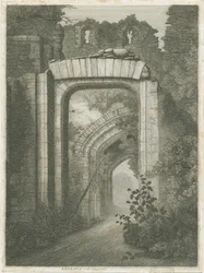 Dudley Castle - The Entrance: etching