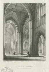 Interior of Lichfield Cathedral - Crossing from the North Transept: engraving, nd [mid 19th cent]