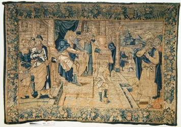 Moses standing on the pharaoh
