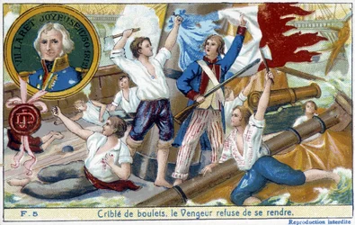 Admiral Villaret (1750-1812), a representative in the medallion, delivered the naval battle of Ouessant to the English Howe in 1794