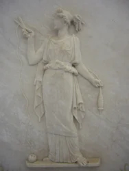 Bas relief of Atropos cutting the thread of Life