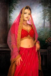 A Modern Girl Wearing Marriage Dress