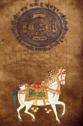 Horse, Hand Made Painting & Old Stamp Paper, Jaipur, Rajasthan, India