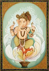Lord Ganesh Ganpati Miniature Painting on Paper
