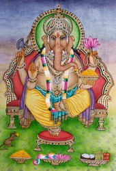 Lord Ganesha Ganpati in Miniature Painting on Paper