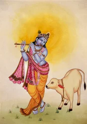 Lord Krishna Miniature Painting on Paper