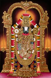 Lord Thirupati Balaji Miniature Painting on Paper with Gold Embossing