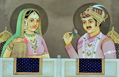Akbar with Jodha Bai