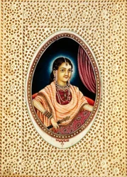Miniature Painting of Mumtaz Mahal on Ivory
