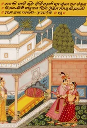 Miniature Painting on Paper, Ragini Mali Guro, Nathdwara School