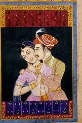 Mughal Miniature Painting, Love Scene