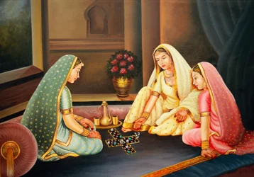 Women Playing Chopad Game