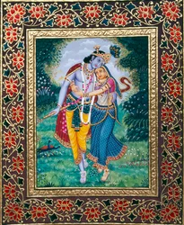 Radha Krishna Miniature Painting on Paper