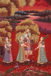 Radha Krishna Miniature Painting on Silk