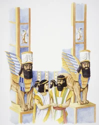 Nebuchadnezzar, King of Babylon, with his wife Amytis of Media, daughter of the King of Media