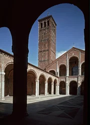 View of the Basilica of St. Ambrose in Milan, 379-387