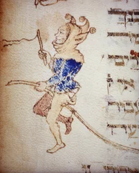 A Court Jester. 13th Century Jewish Manuscript. Biblioteca Palatina, Parma