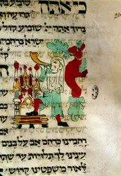 The Call of the Shofar, a Jewish Horn Traditionally Used for Hebrew Manuscript Prayer. Detail. Paris, Library of the Alliance Israélite Universelle