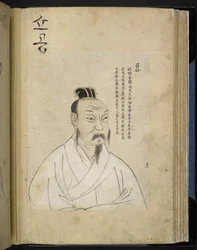 A male portrait, from Kosindo, a Korean manuscript album portraying 144 famous historical figures