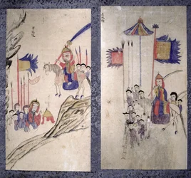 A Panel from an Eight Fold Screen Depicting a Story of the Three Kingdoms
