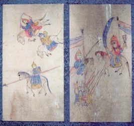 A Panel from an Eight Fold Screen Depicting a Story of the Three Kingdoms