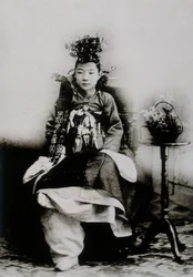 Korean Woman in Traditional Wedding Dress