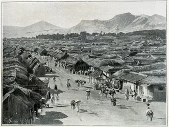 View of the Main street of Seoul, capital city of Korea in the 19th century