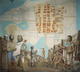 Three Men Standing in a Construction, Mexico City