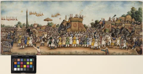 Akbar Shah II rides an elephant in a huge procession