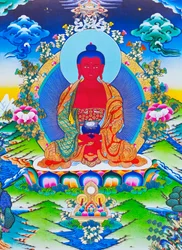 Image depicting Amitabha Buddha seated on a lotus