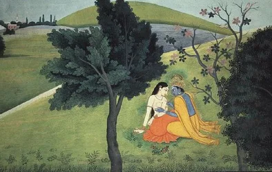 Krishna adorning Radha