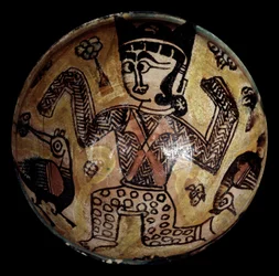 Terracotta Cup with a Character with Two Birds