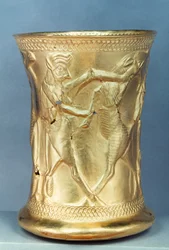 Vase decorated with mythological creatures, Persian