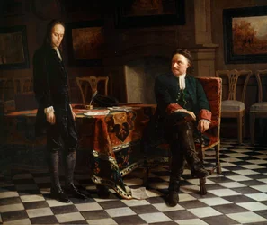 Portrait of Peter I the Great, Russian tsar and his son Alexis