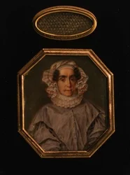 Portrait of Praskovya Mikhailovna Tolstaya (1777-1844), with a Latticed Lock of Her Hair, c.1844